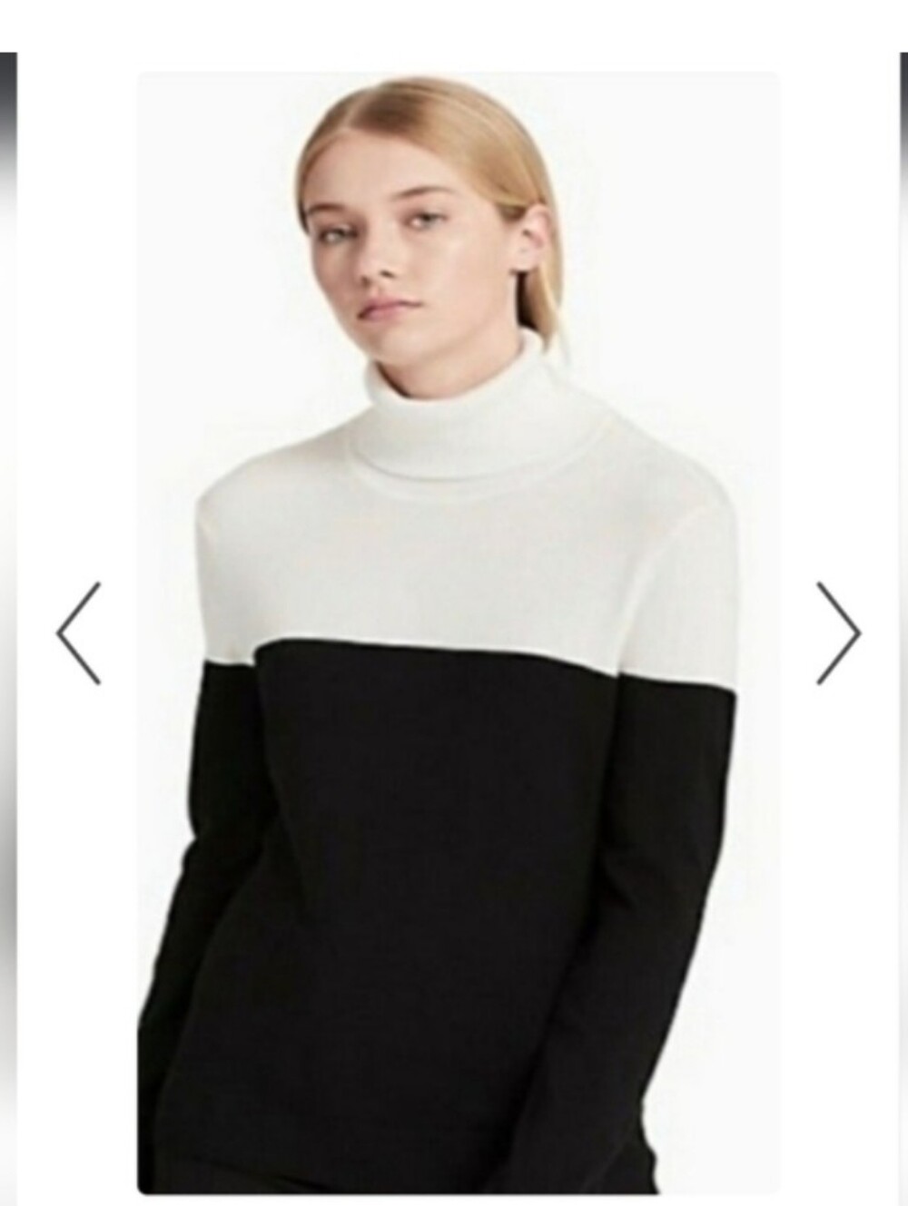 Calvin Klein Two-Tone Turtleneck Sweater in Black and White, XL
